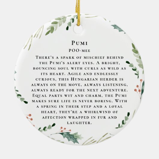 Pumi Waterverf hondenmonogram Keramisch Ornament (Achterkant)