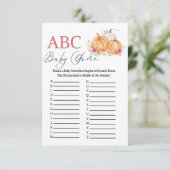 Pumkin ABC baby shower game Informatiekaartje (Staand voorkant)