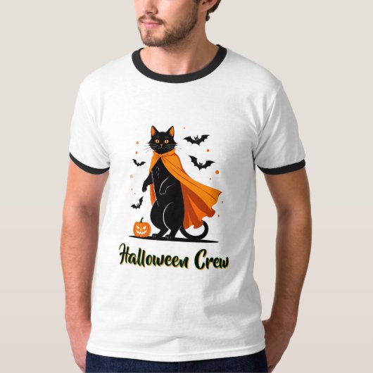 Pumkin Black Cat Halloween T-shirt (Voorkant)