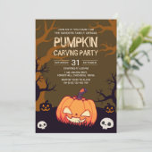 Pumkin Carving Party Halloween Kaart (Staand voorkant)