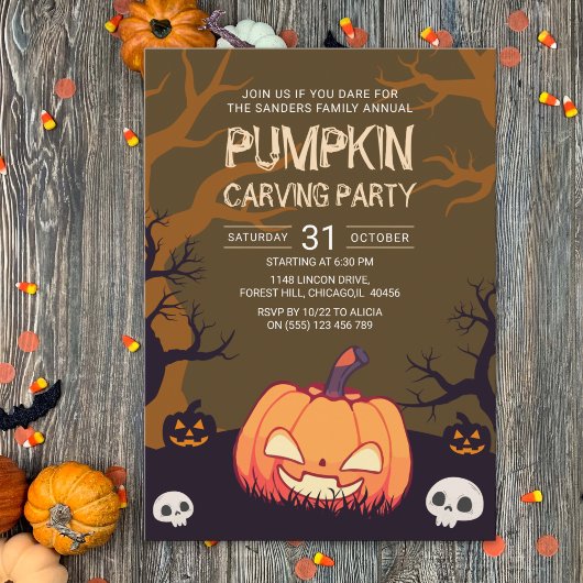 Pumkin Carving Party Halloween Kaart