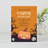 Pumkin Carving Party Halloween Kaart (Staand voorkant)
