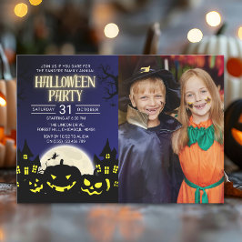 Pumkin Halloween Party Family Reunion with Photo Kaart