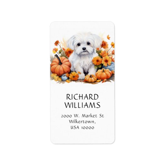 Pumkin & Puppy Herfst Thema-adres Etiket (Voorkant)
