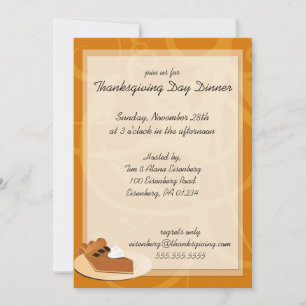 Pumkpin Pie Thanksgiving Day Dinner Invitations Kaart