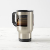 Pump Jack bij Sunset Travel Mug. Reisbeker (Voorkant links)