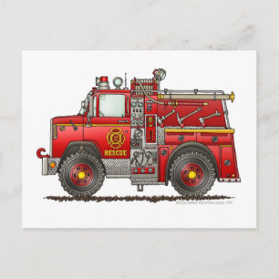 Pumper Rescue Fire Truck Firefighter Briefkaart