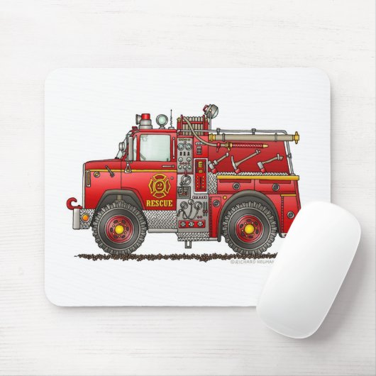 Pumper Rescue Fire Truck Firefighter Muismat (Met muis)