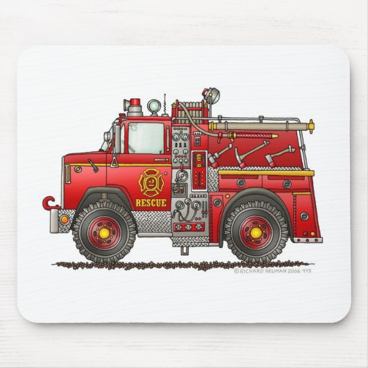 Pumper Rescue Fire Truck Firefighter Muismat (Voorkant)