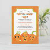 Pumpin Carving Party Halloween Invitation Kaart (Staand voorkant)