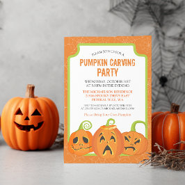Pumpin Carving Party Halloween Invitation Kaart
