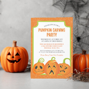 Pumpin Carving Party Halloween Invitation Kaart