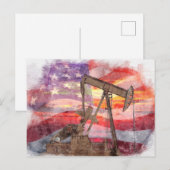 Pumpjack silhouet pastel tekening Amerikaanse vlag Briefkaart (Voorkant / Achterkant)