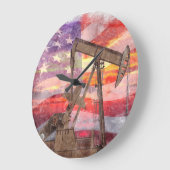 Pumpjack silhouet pastel tekening Amerikaanse vlag Grote Klok (Hoek)