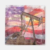 Pumpjack silhouet pastel tekening Amerikaanse vlag Magneet (Voorkant)