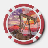 Pumpjack silhouet pastel tekening Amerikaanse vlag Poker Chips (Achterkant)