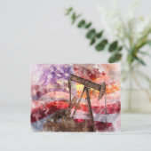 Pumpjack silhouet waterverf met American Flag Briefkaart (Staand voorkant)