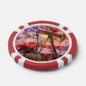 Pumpjack silhouet waterverf met American Flag Poker Chips (Enkel)