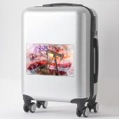 Pumpjack silhouet waterverf met American Flag Sticker (Koffer)
