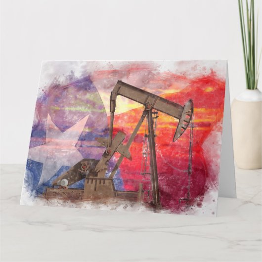 Pumpjack Texaanse icoon pasteltekening met Texas F Bedankkaart (Voorkant)