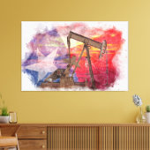 Pumpjack Texaanse icoon pasteltekening met Texas F Canvas Afdruk (Insitu (Woonkamer))