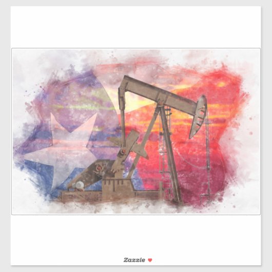 Pumpjack Texaanse icoon pasteltekening met Texas F Sticker (Vel)