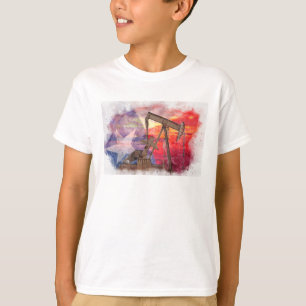 Pumpjack Texaanse icoon pasteltekening met Texas F T-shirt