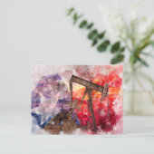 Pumpjack Texaanse icoon waterverf met Texas Flag Briefkaart (Staand voorkant)