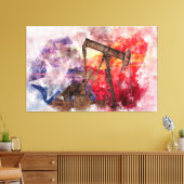 Pumpjack Texaanse icoon waterverf met Texas Flag Canvas Afdruk (Insitu (Woonkamer))