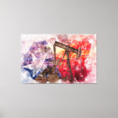 Pumpjack Texaanse icoon waterverf met Texas Flag Canvas Afdruk (Voorkant)