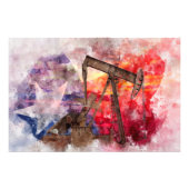 Pumpjack Texaanse icoon waterverf met Texas Flag Foto Afdruk (Voorkant)