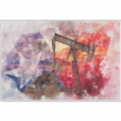 Pumpjack Texaanse icoon waterverf met Texas Flag Sticker (Voorkant)
