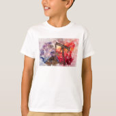 Pumpjack Texaanse icoon waterverf met Texas Flag T-shirt (Voorkant)