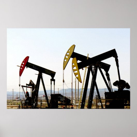 Pumpjacks in Taft California Poster (Voorkant)