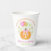 Pumpkin 1e eerste verjaardag Girl Cute Herfst Part Papieren Bekers (Achterkant)
