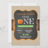 Pumpkin 1e eerste verjaardag van Chalk Invite Kaart (Voorkant)