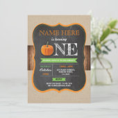 Pumpkin 1e eerste verjaardag van Chalk Invite Kaart (Staand voorkant)