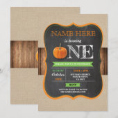 Pumpkin 1e eerste verjaardag van Chalk Invite Kaart (Voorkant / Achterkant)