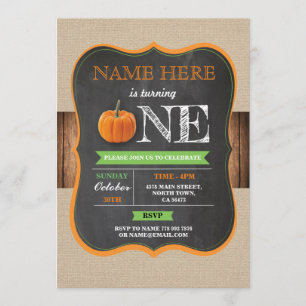 Pumpkin 1e eerste verjaardag van Chalk Invite Kaart