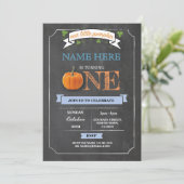 Pumpkin 1e eerste verjaardag van Chalk Invite Kaart (Staand voorkant)