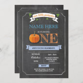 Pumpkin 1e eerste verjaardag van Chalk Invite Kaart (Voorkant / Achterkant)