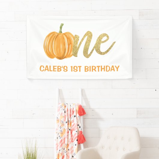 Pumpkin 1st Birthday Banner - Boy (Insitu)