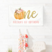 Pumpkin 1st Birthday Banner - Girl (Insitu)