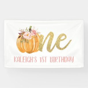 Pumpkin 1st Birthday Banner - Girl