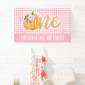 Pumpkin 1st Birthday Banner - Girl Pink Pset (Insitu)