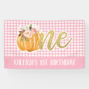 Pumpkin 1st Birthday Banner - Girl Pink Pset