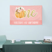 Pumpkin 1st Birthday Banner - Girl Pink Stippen (Beurs)