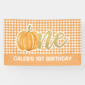 Pumpkin 1st Birthday Banner - Oranje speldenschok (Horizontaal)