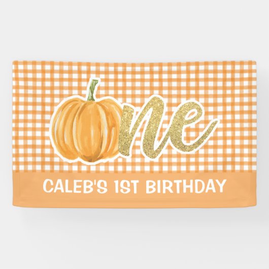Pumpkin 1st Birthday Banner - Oranje speldenschok (Horizontaal)