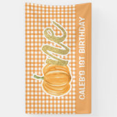 Pumpkin 1st Birthday Banner - Oranje speldenschok (Verticaal)